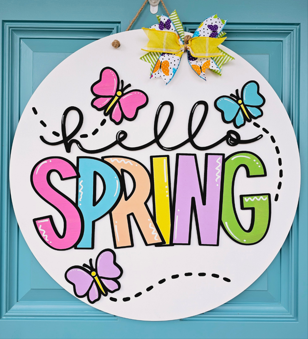 Hello Spring Butterfly Door Hanger