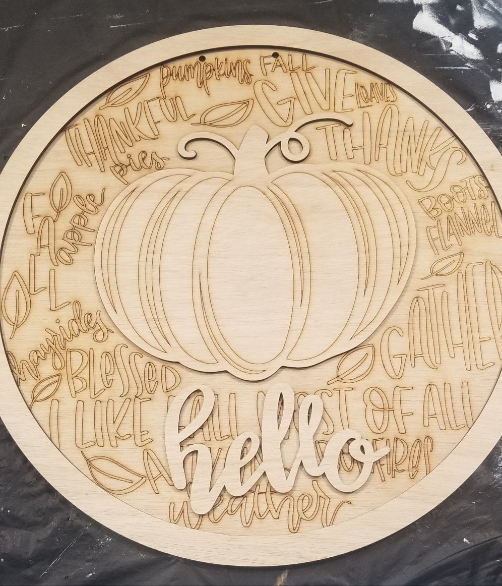 Hello Pumpkin Fall Feels Door Hanger