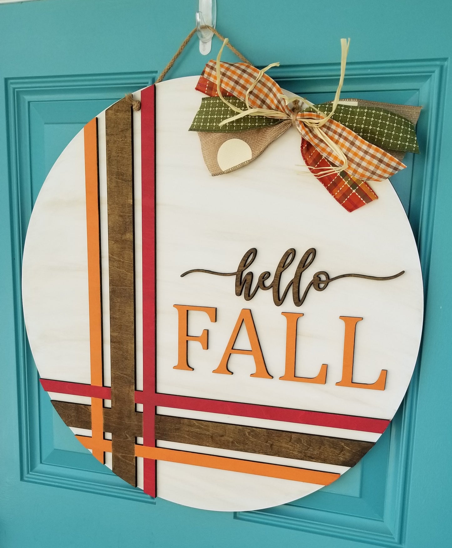 Hello Fall Cross Stitch Door Hanger