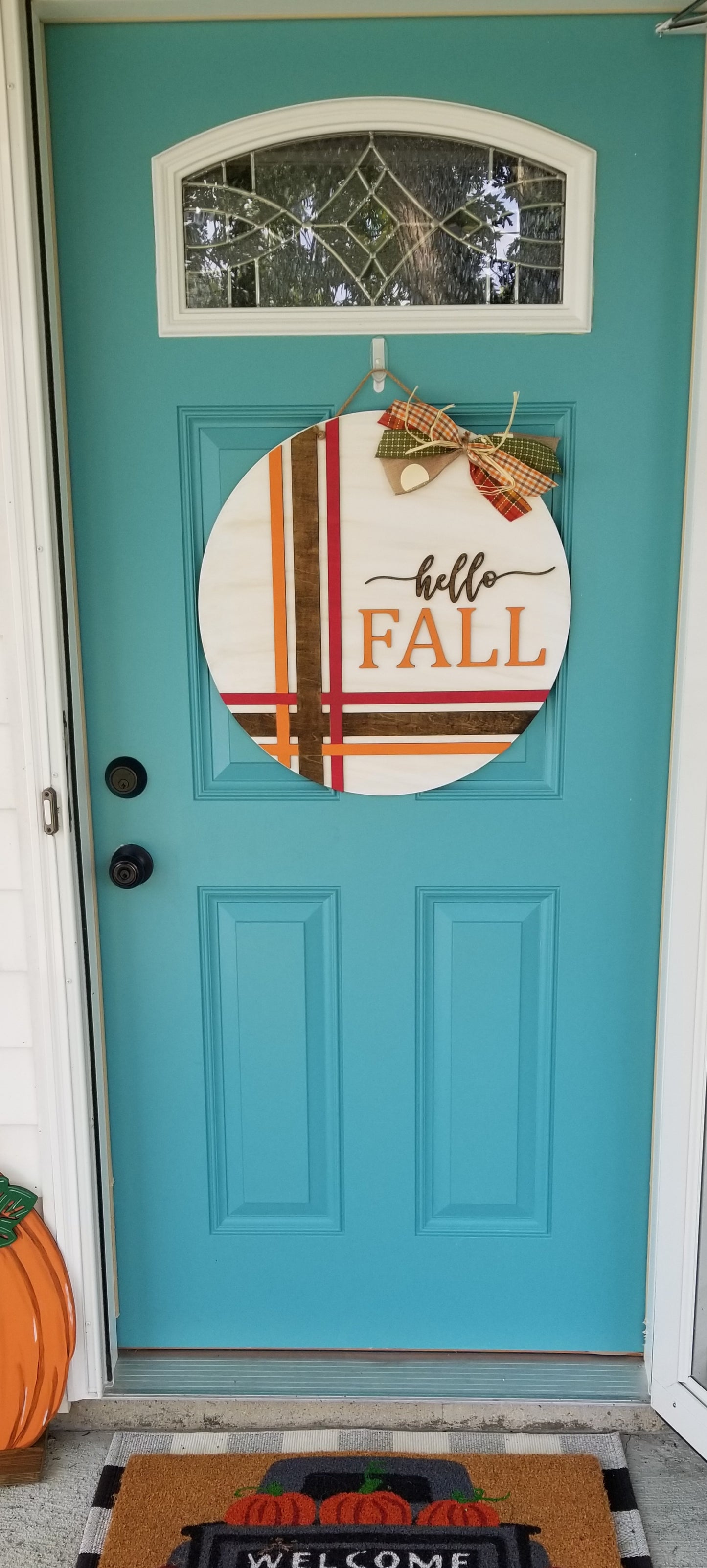 Hello Fall Cross Stitch Door Hanger