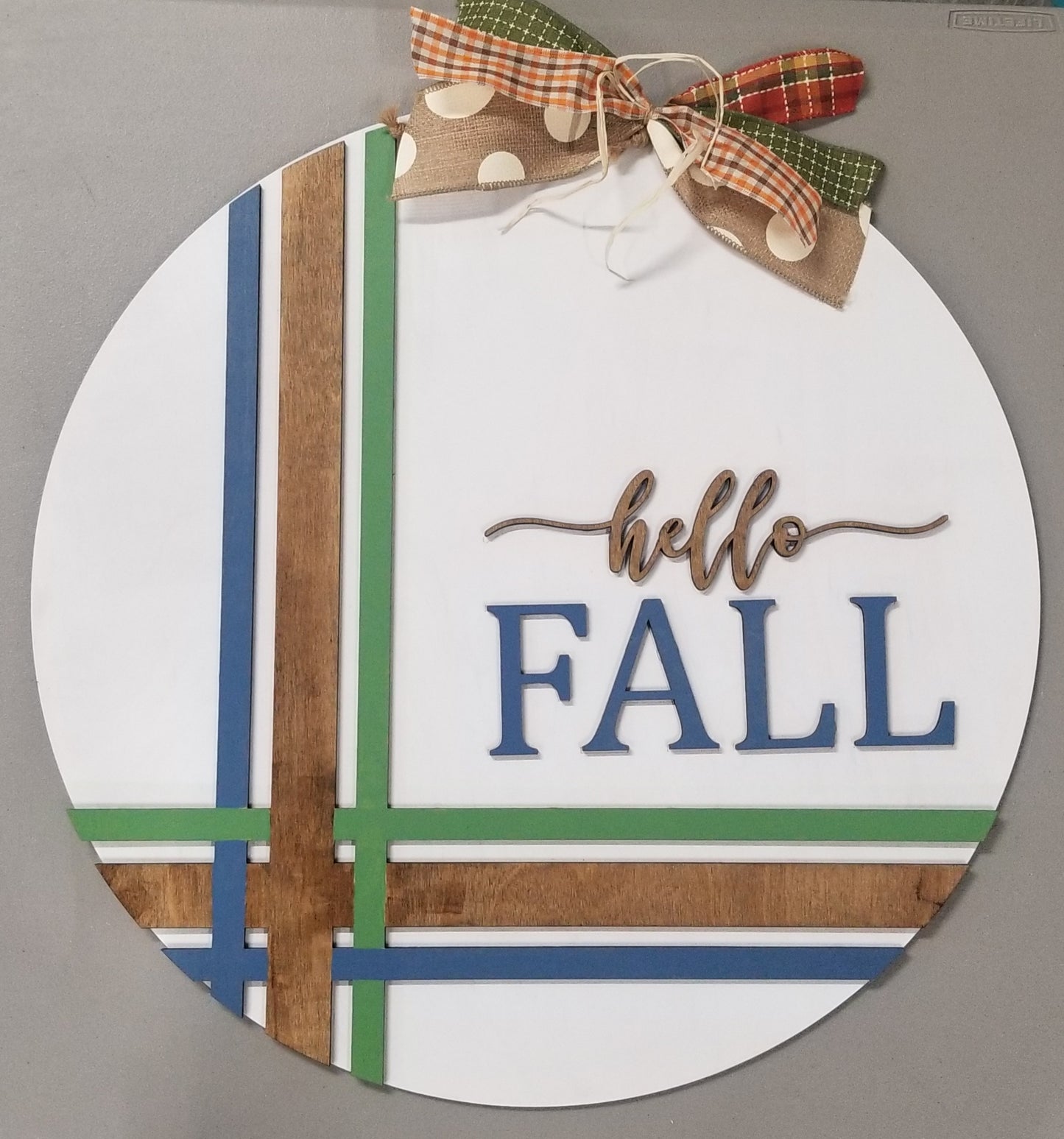 Hello Fall Cross Stitch Door Hanger