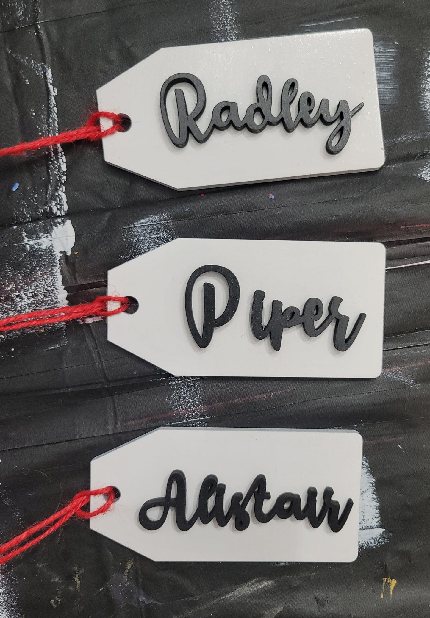 Solid Black & White Stocking Tags