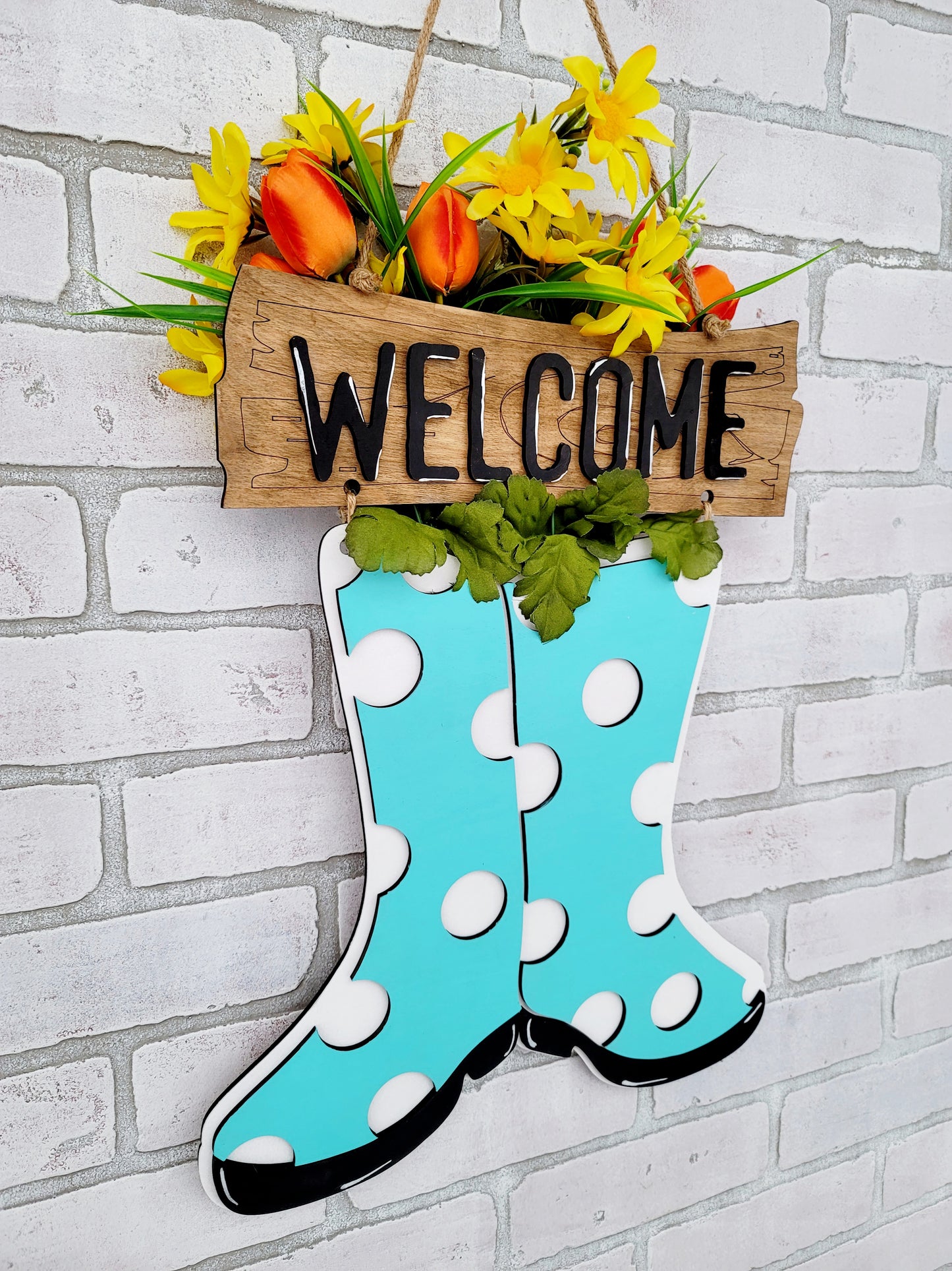 Welcome Rain Boots Door Hanger