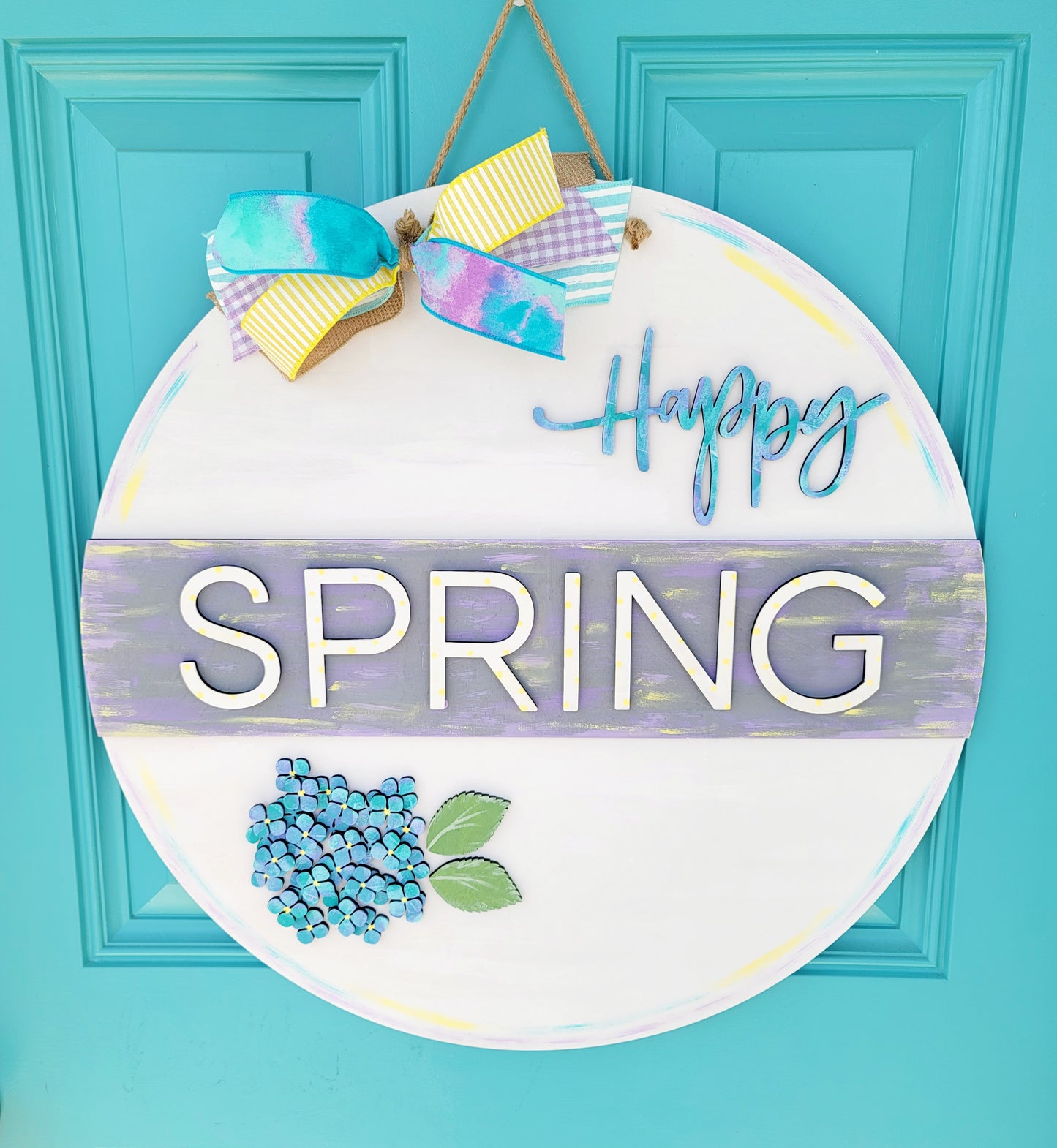 Happy Spring Hydrangea Door Hanger