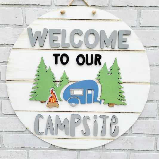 Welcome to Our Campsite Door Hanger