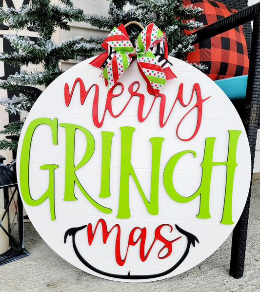 Merry Grinchmas Smile Door Hanger