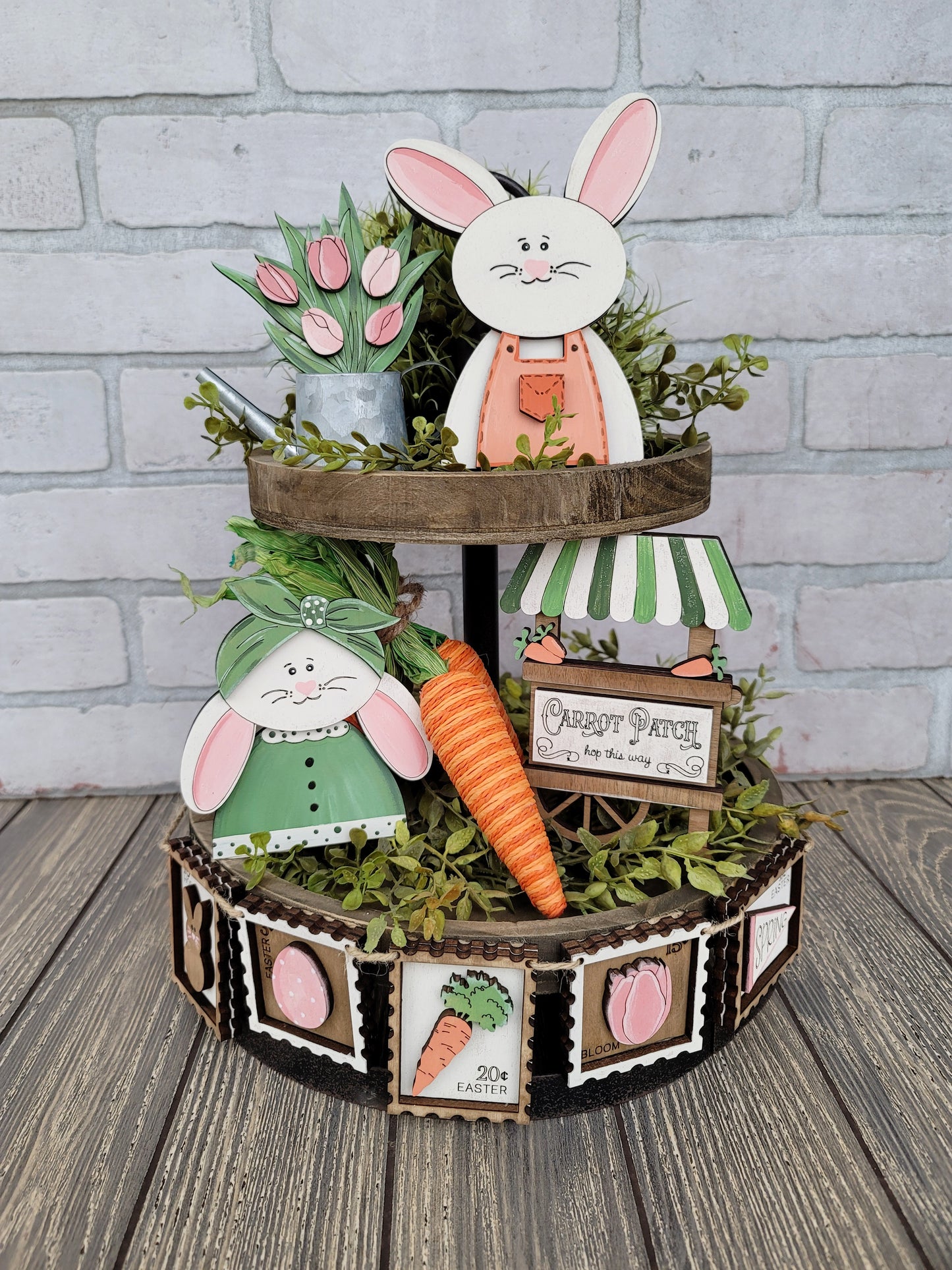 Easter Carrot Patch Tiered Tray Set