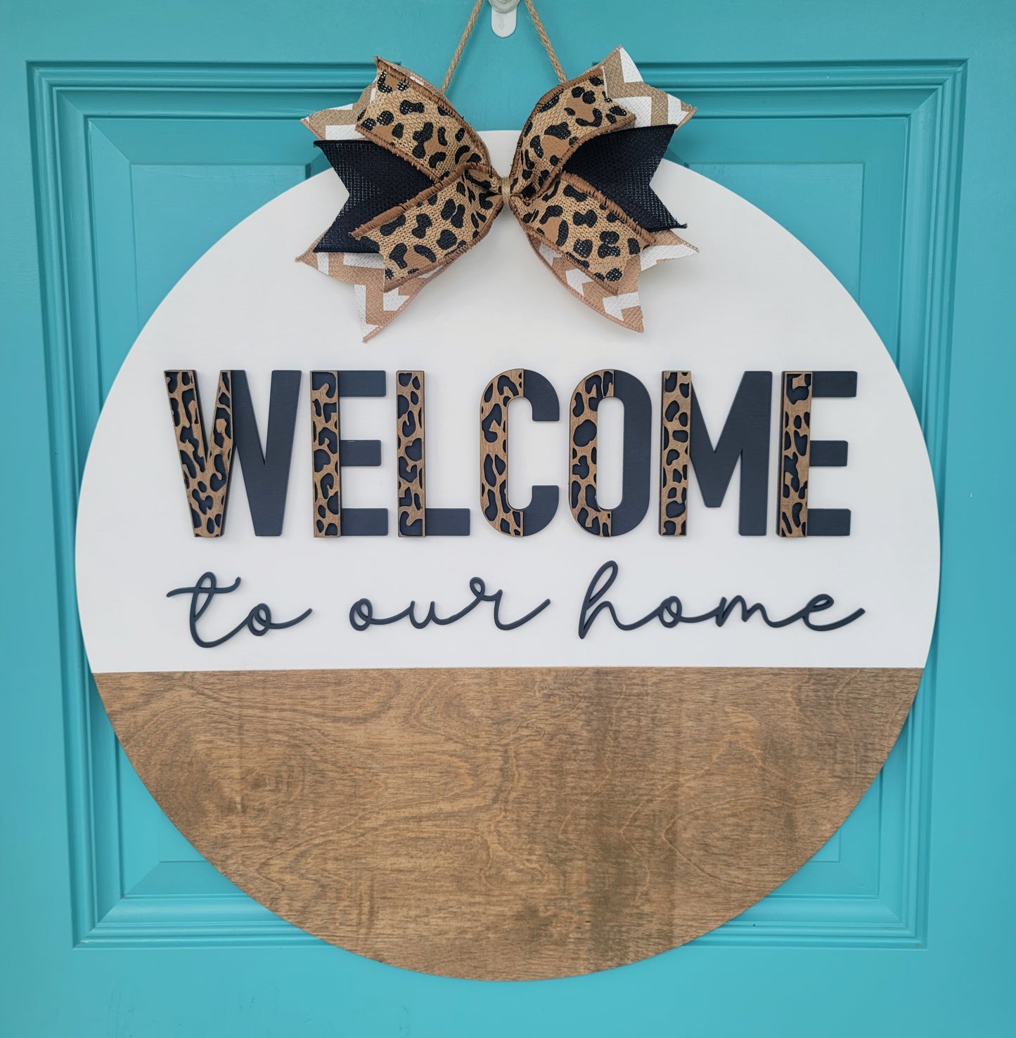 Leopard Welcome to our Home Door Hanger