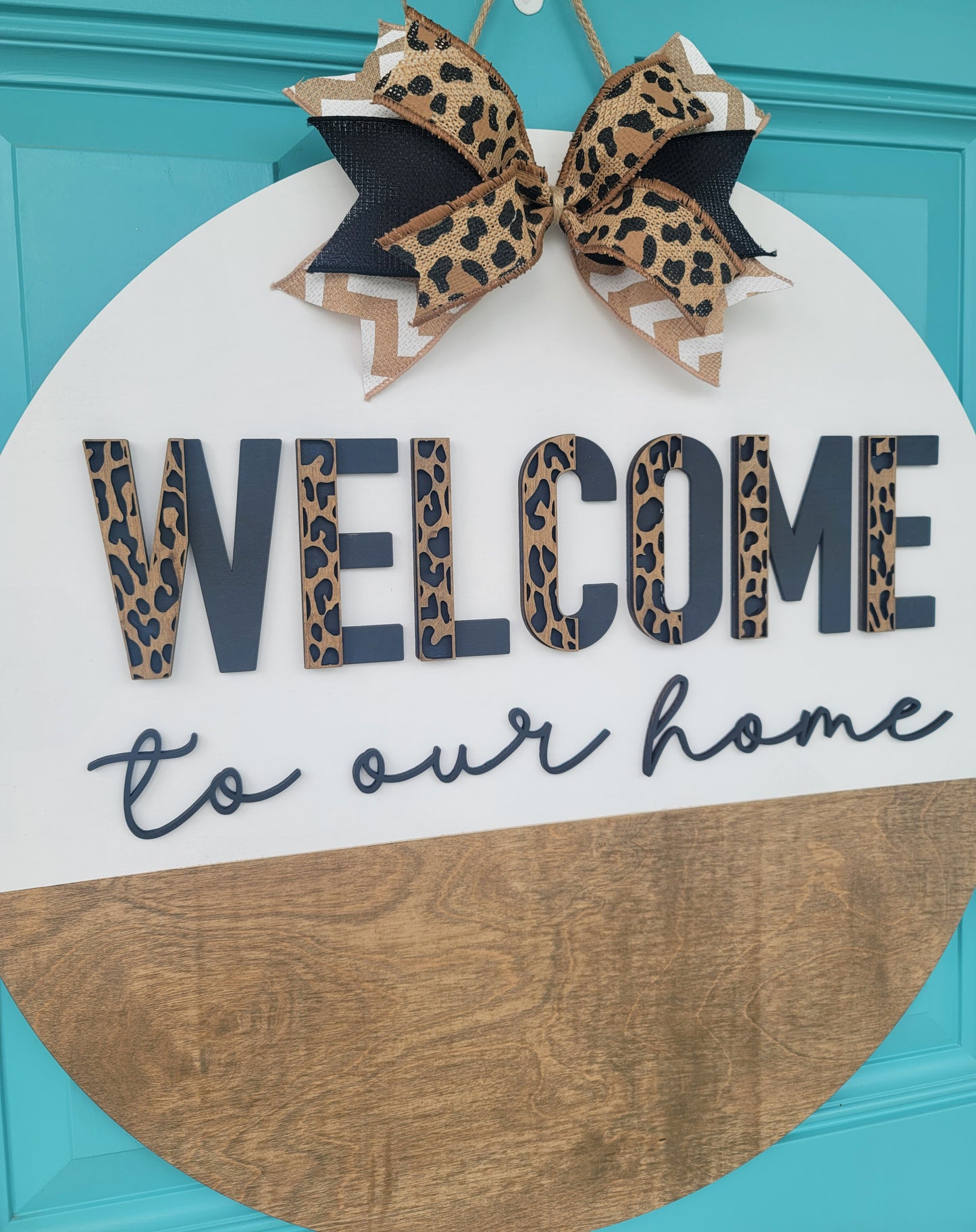Leopard Welcome to our Home Door Hanger
