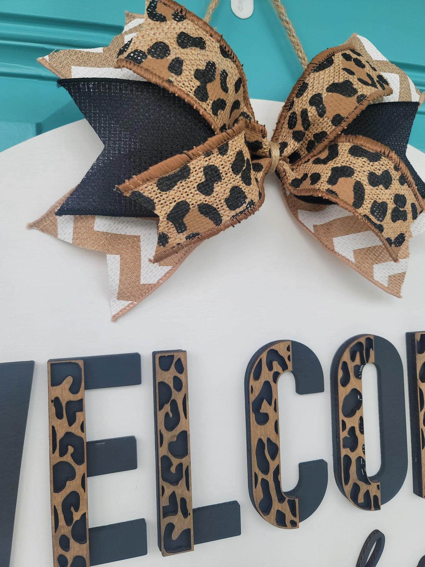Leopard Welcome to our Home Door Hanger