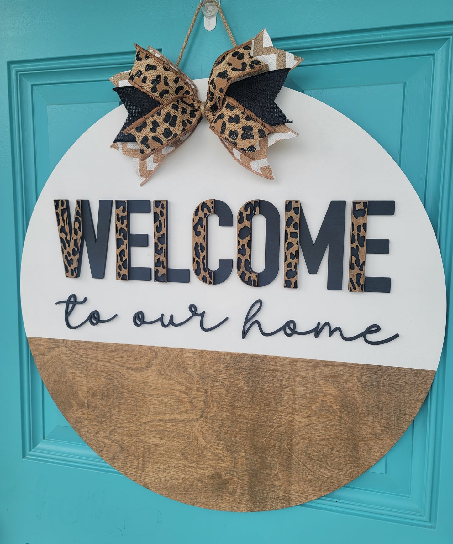 Leopard Welcome to our Home Door Hanger