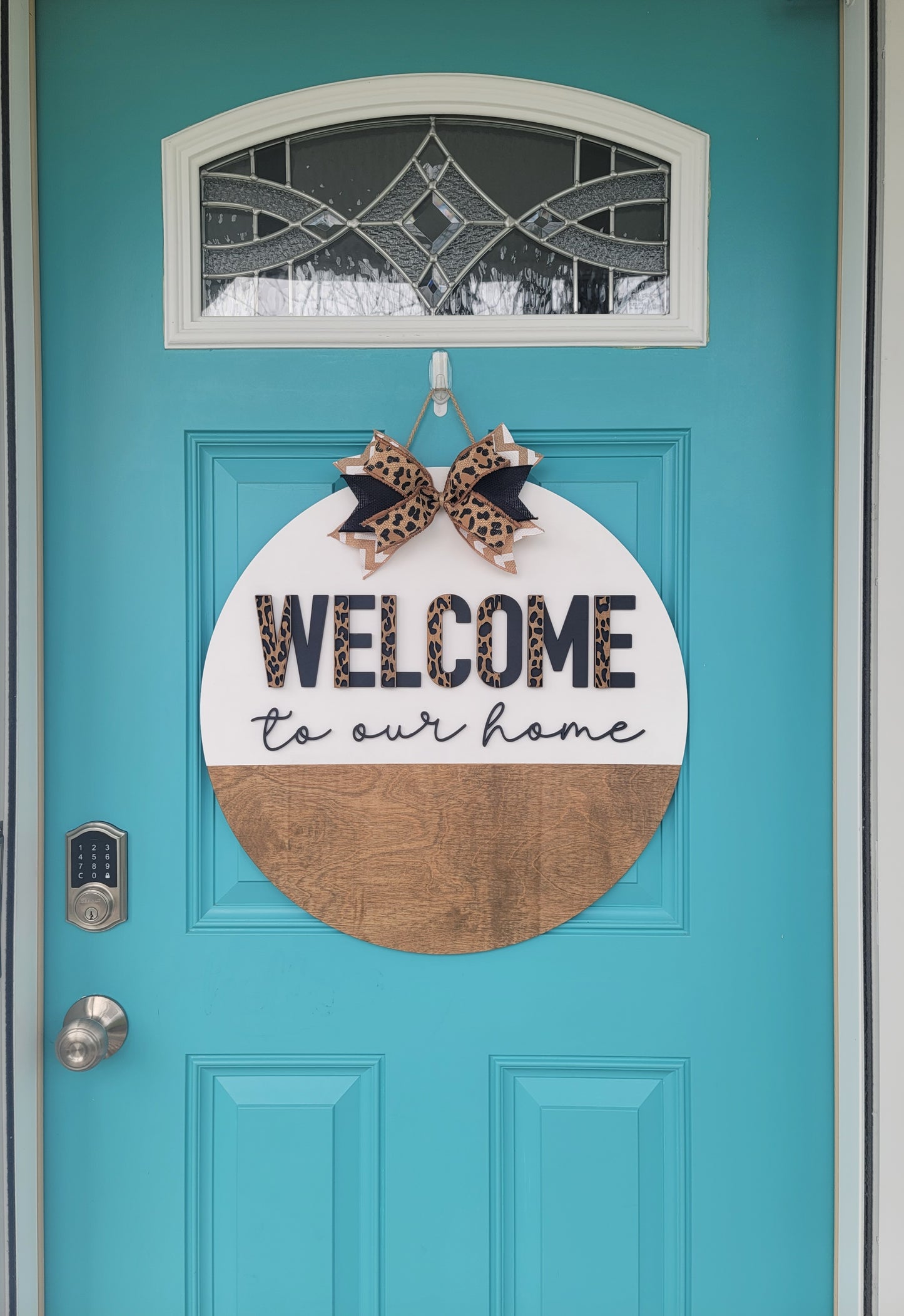 Leopard Welcome to our Home Door Hanger