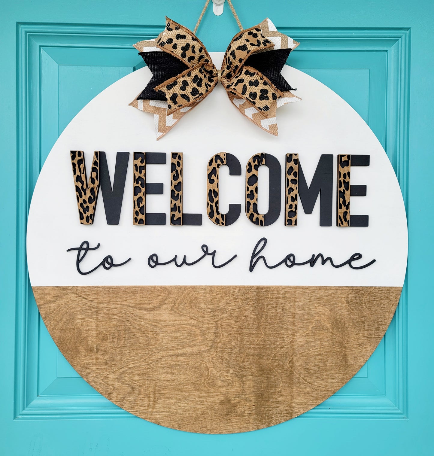 Leopard Welcome to our Home Door Hanger