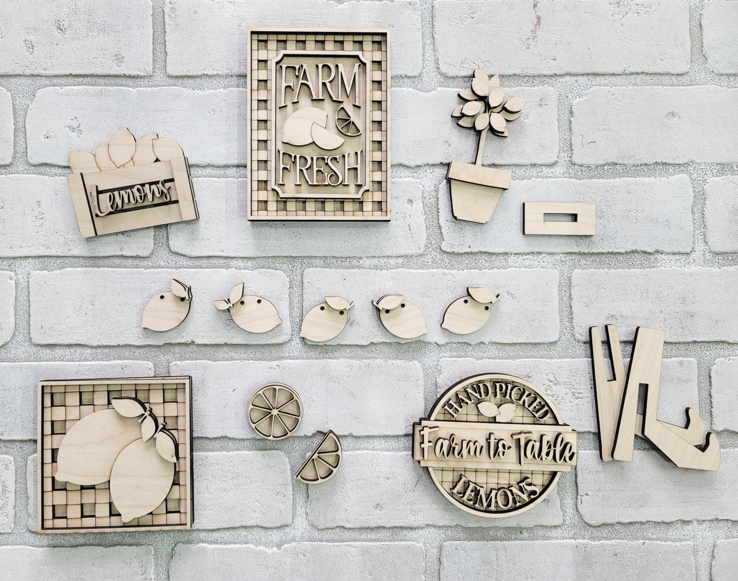 Farmhouse Lemon Tiered Tray Set