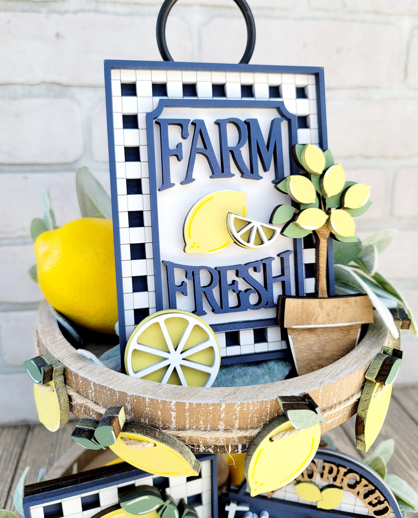 Farmhouse Lemon Tiered Tray Set