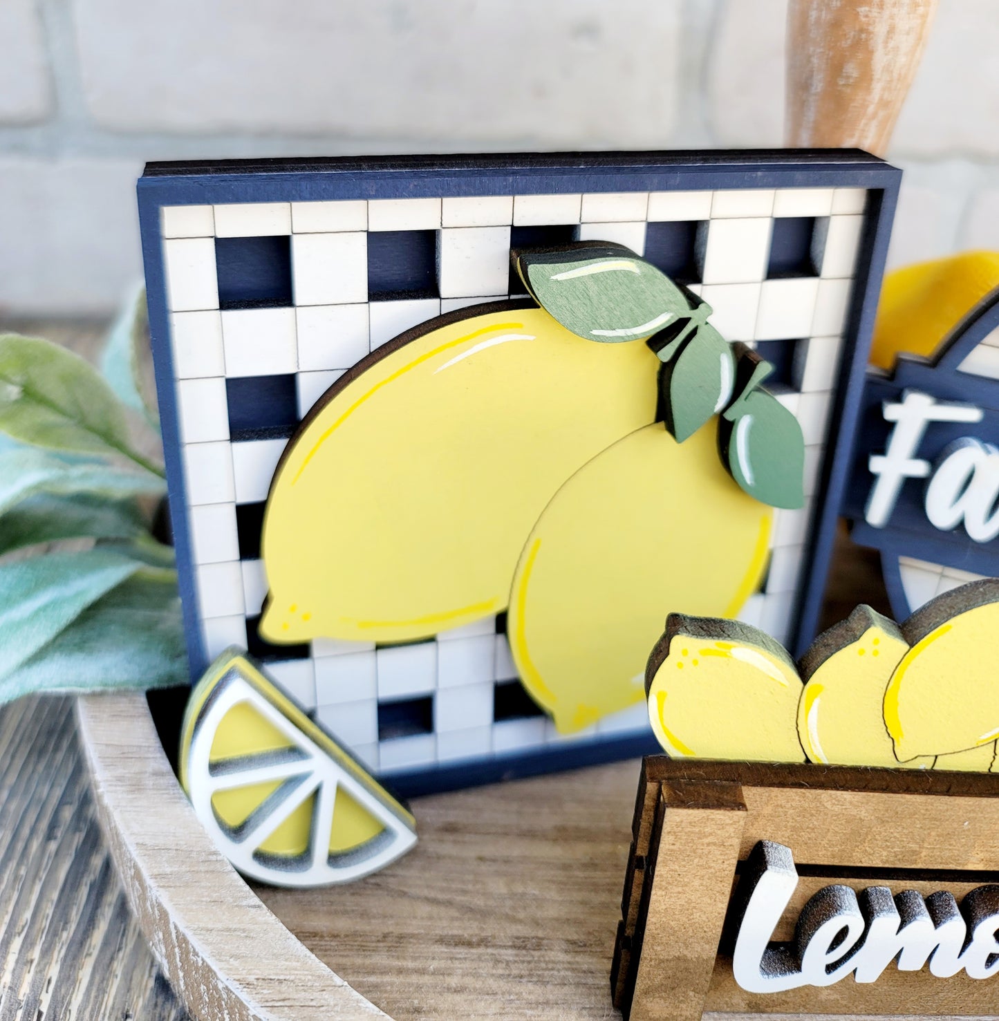 Farmhouse Lemon Tiered Tray Set