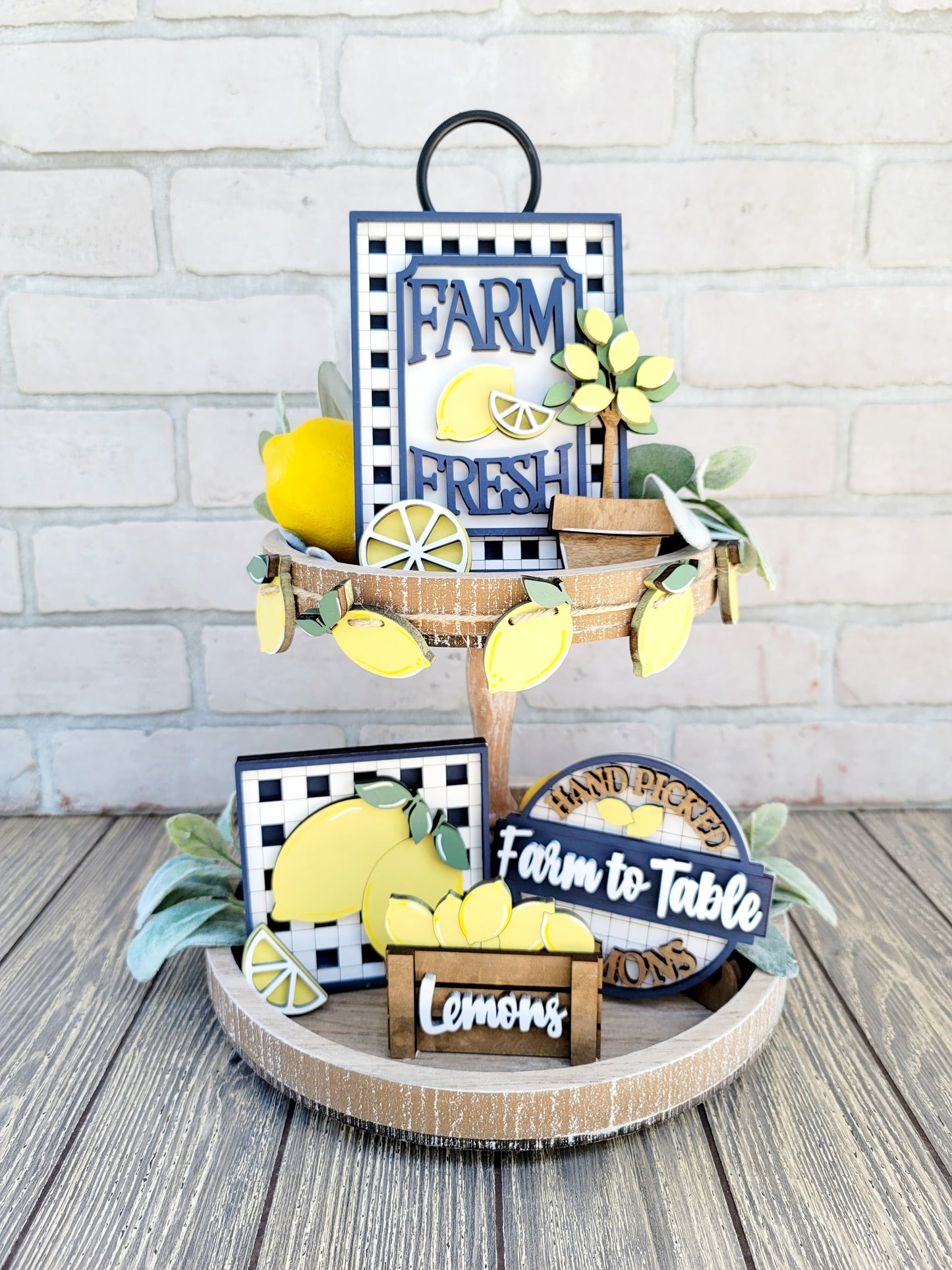 Farmhouse Lemon Tiered Tray Set