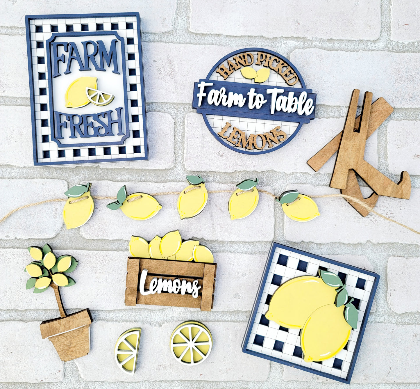 Farmhouse Lemon Tiered Tray Set