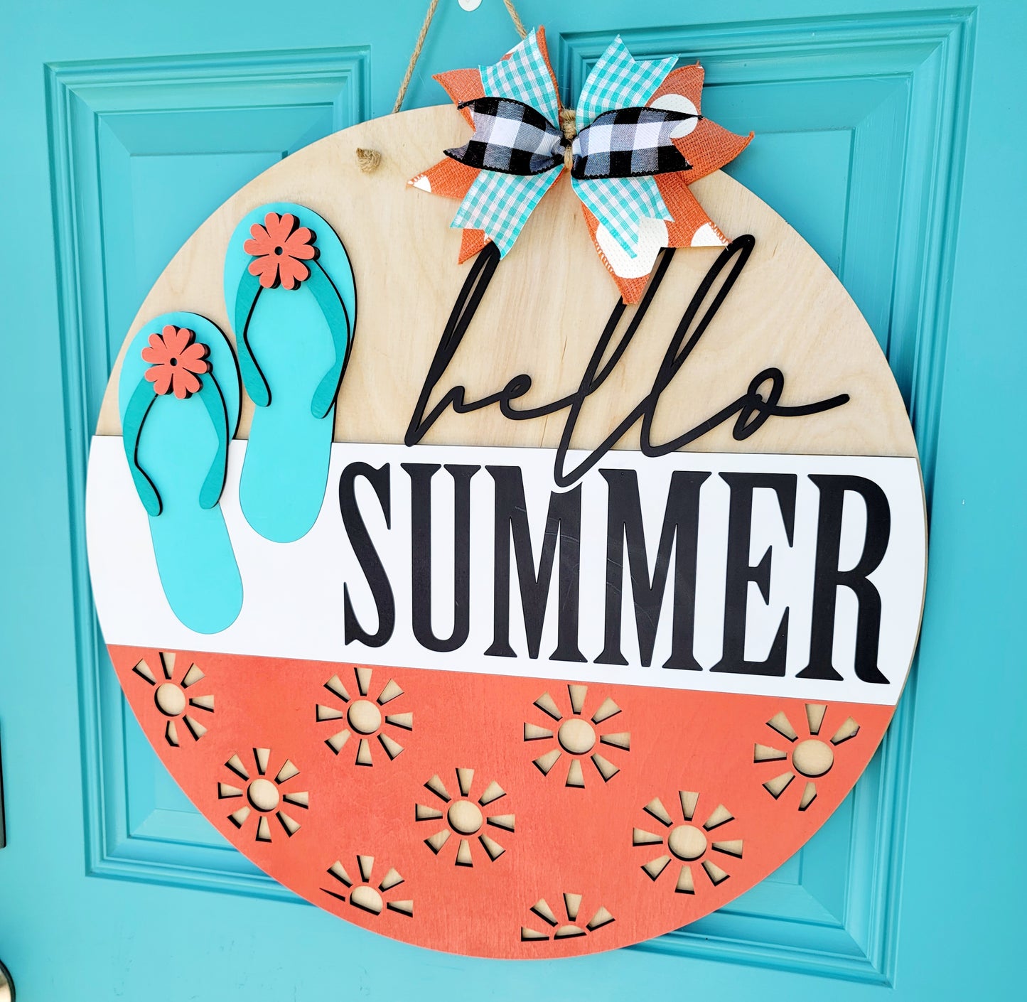 Hello Summer Flip Flop Door Hanger