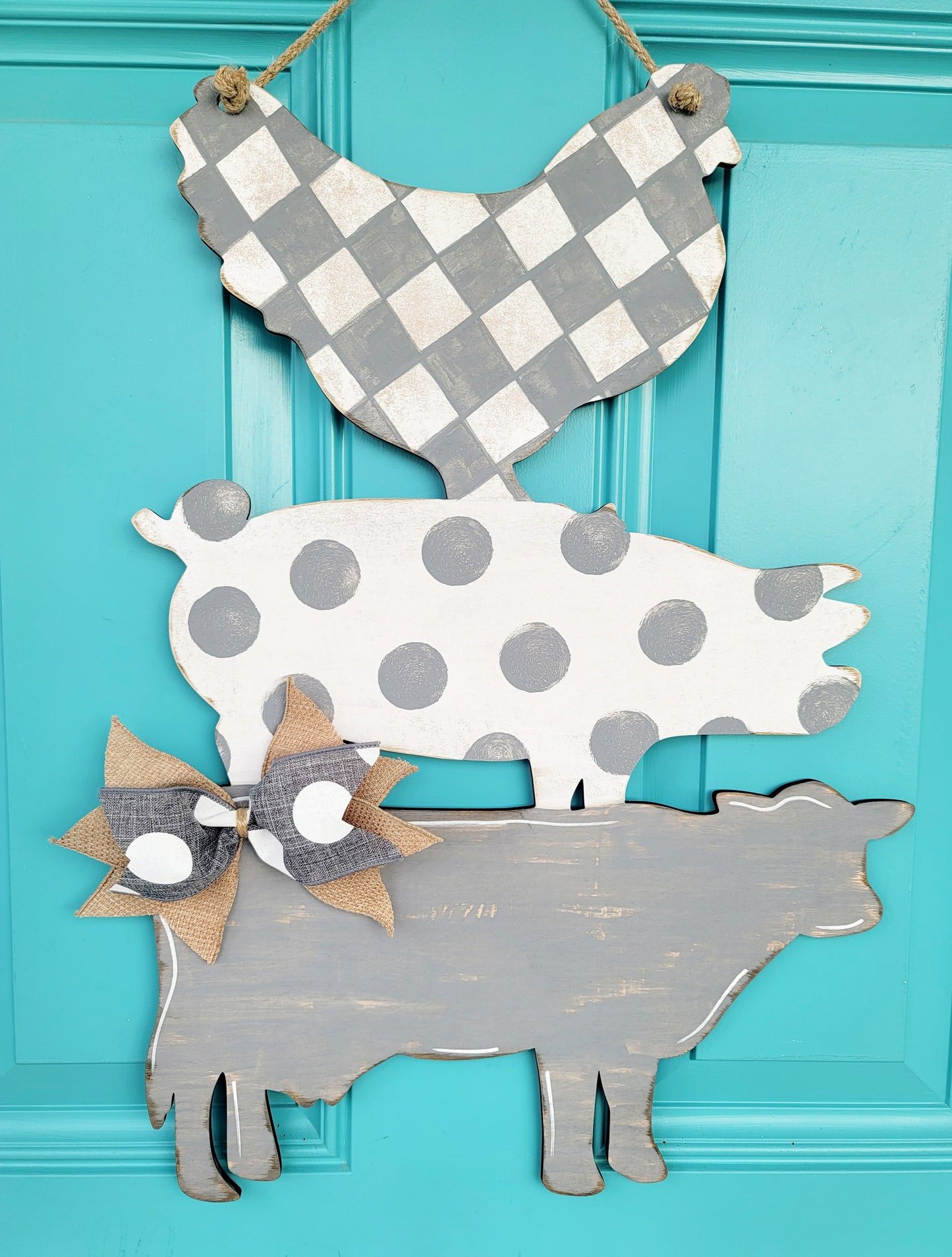Stacked Cow, Pig & Chicken Door Hanger