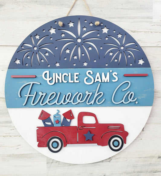 Uncle Sam's Firework Co. Door Hanger