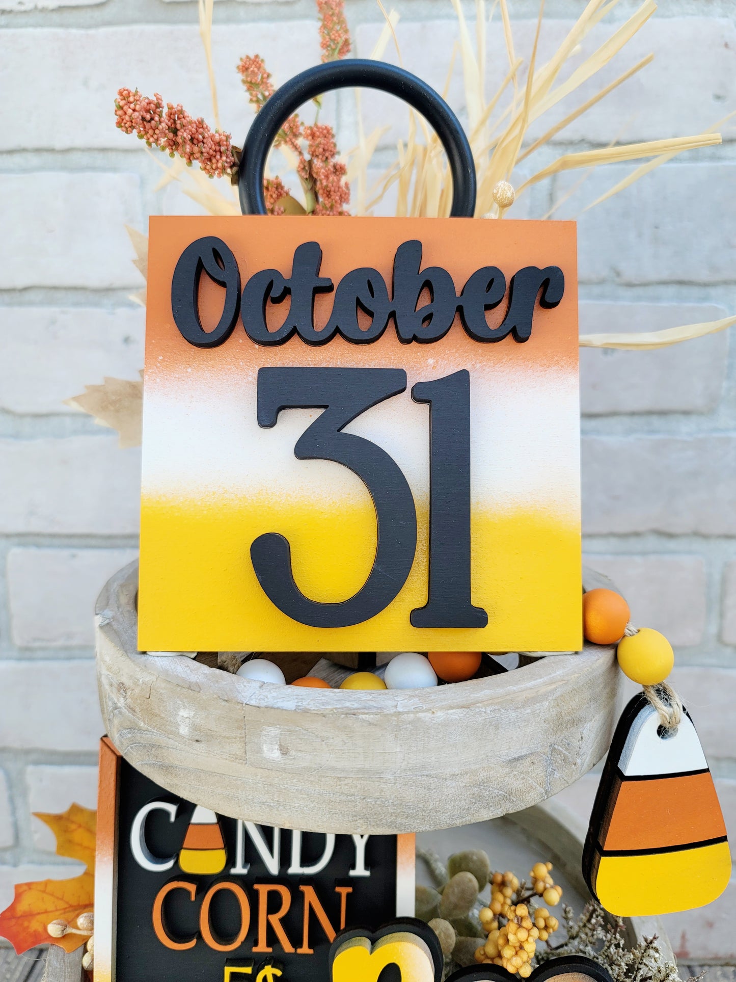 Candy Corn Tiered Tray Set