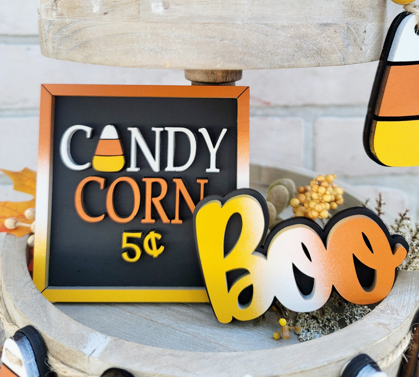 Candy Corn Tiered Tray Set