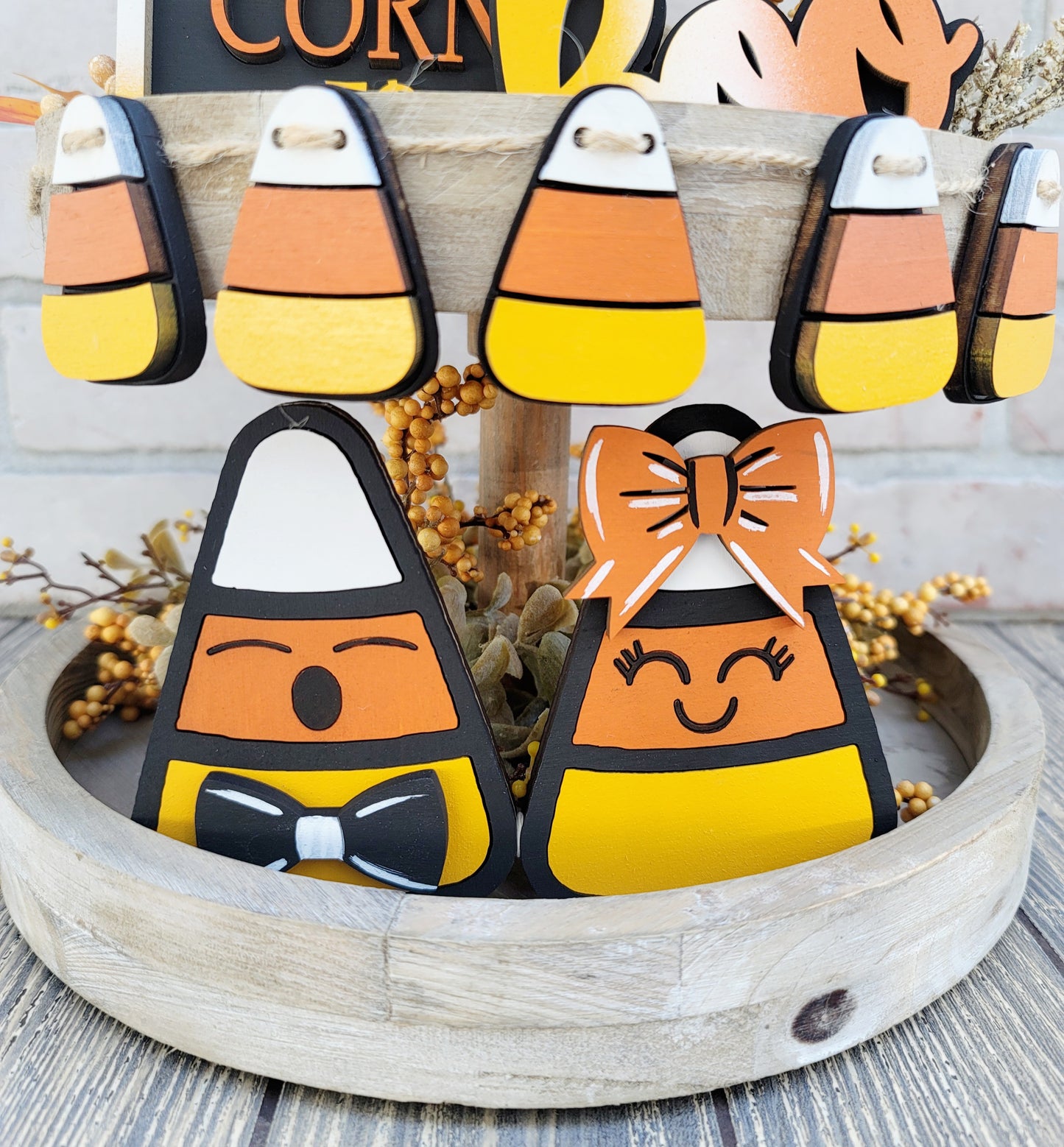 Candy Corn Tiered Tray Set