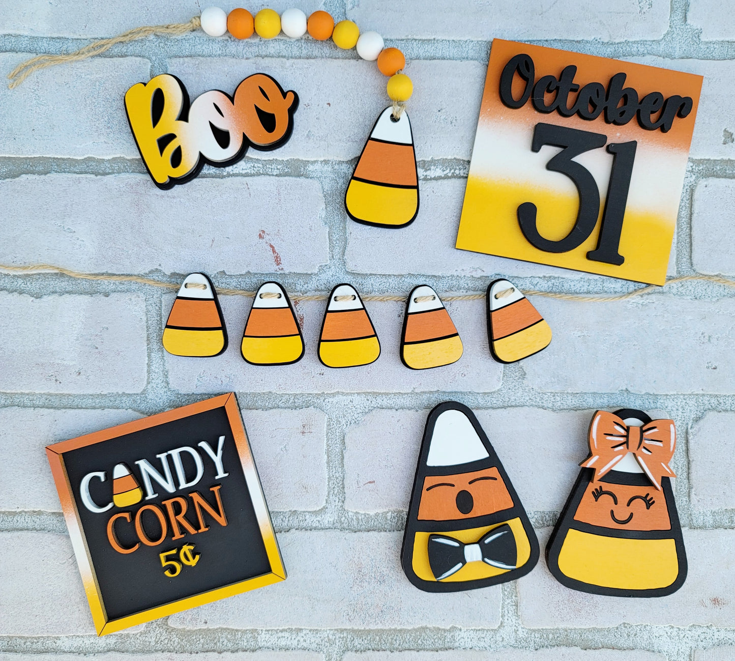 Candy Corn Tiered Tray Set