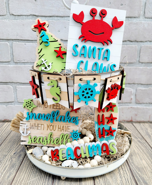Beachmas Christmas Tiered Tray