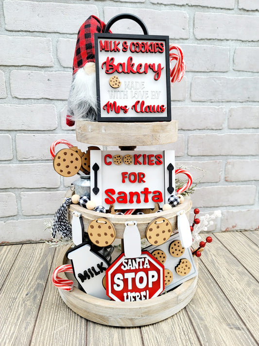 Santas Cookies Tiered Tray Set