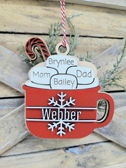 Hot Cocoa Family Mug Ornament