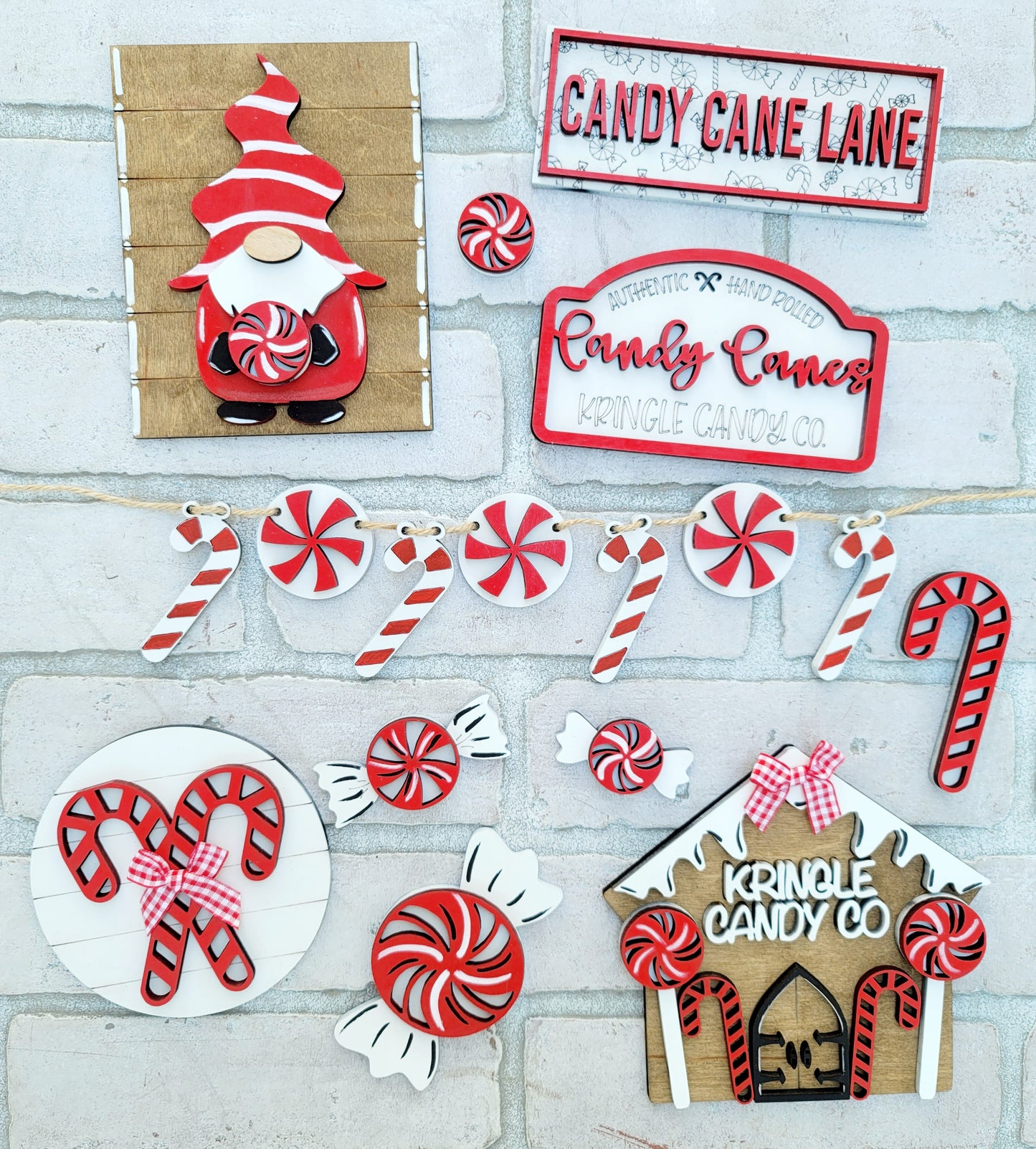 Candy Cane Tiered Tray Set