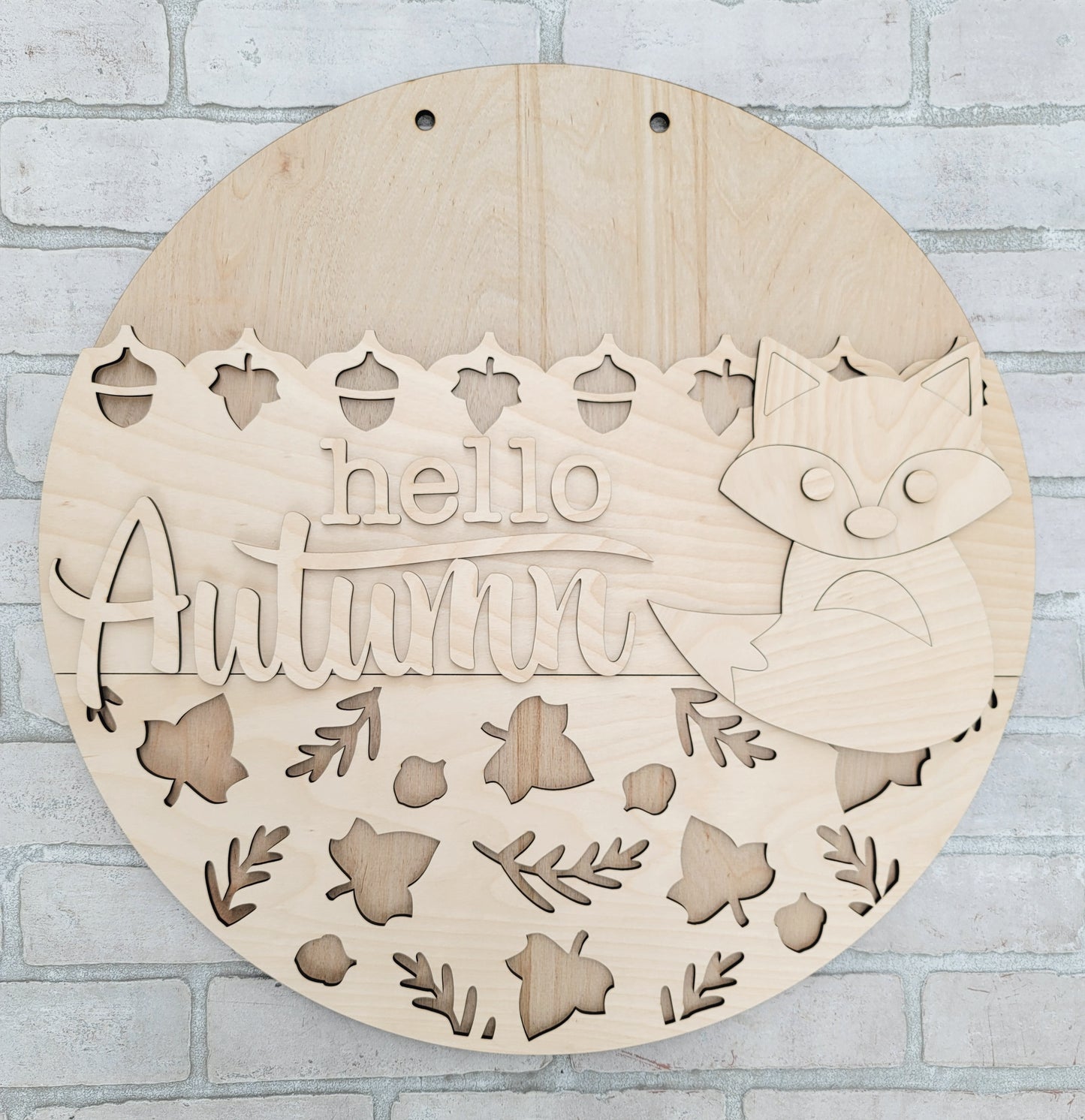 Hello Autumn Fox Door Hanger