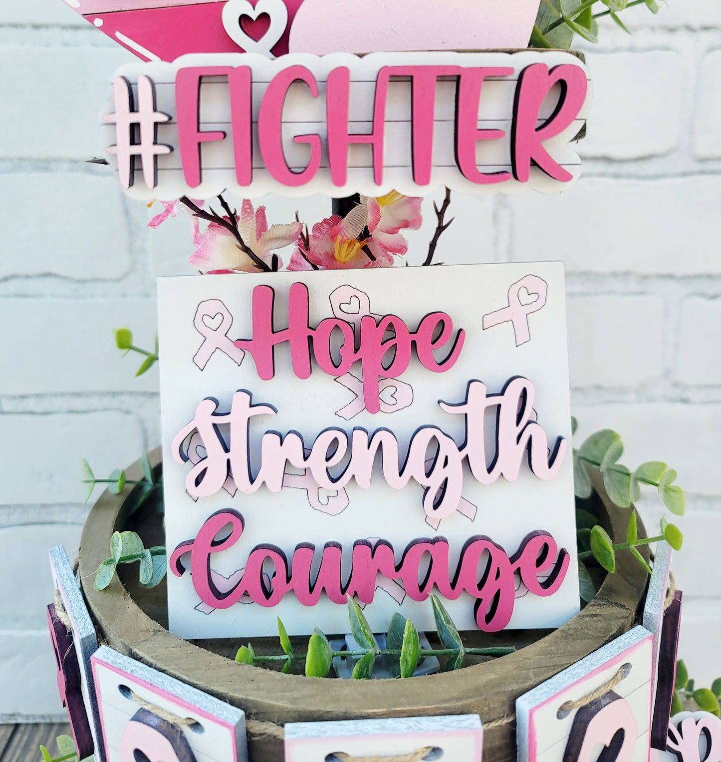 Breast Cancer Tiered Tray Set