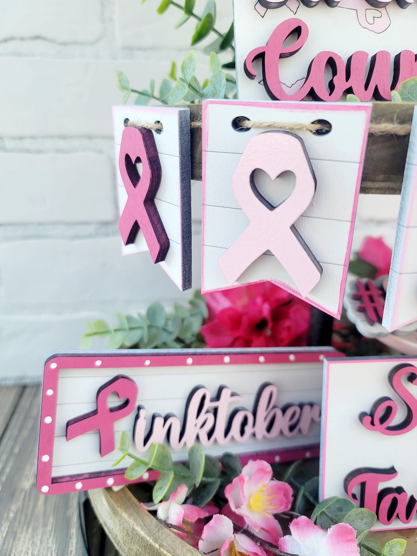 Breast Cancer Tiered Tray Set