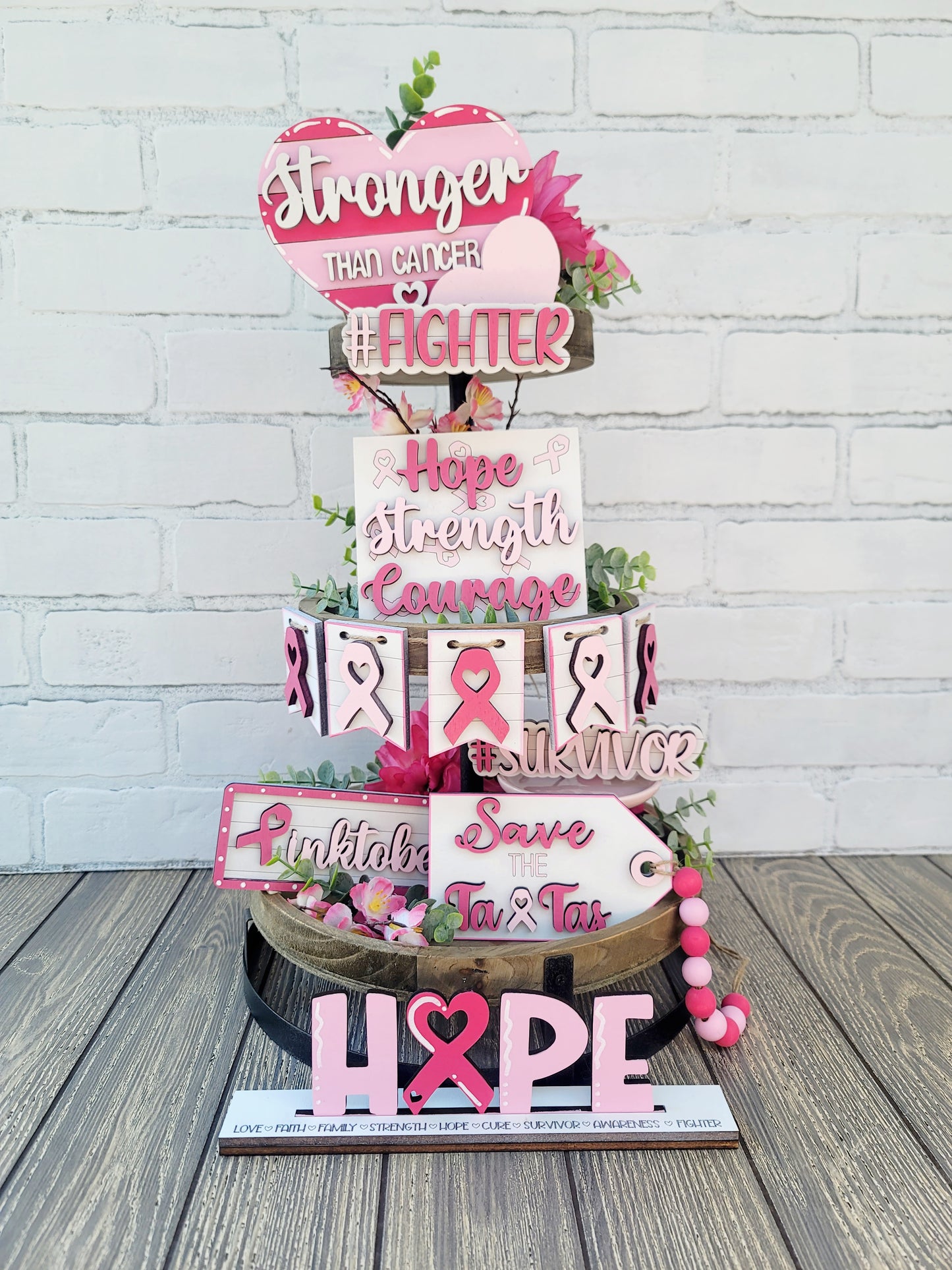 Breast Cancer Tiered Tray Set
