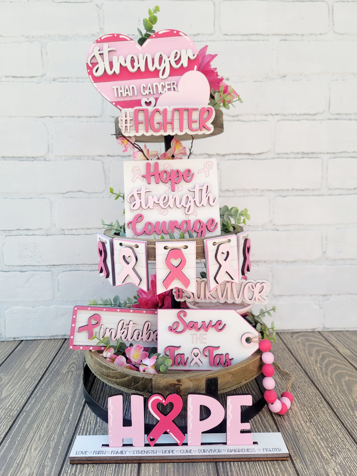 Breast Cancer Tiered Tray Set