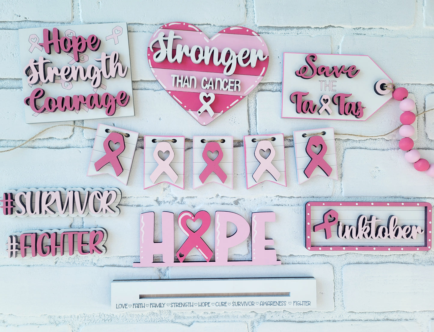 Breast Cancer Tiered Tray Set