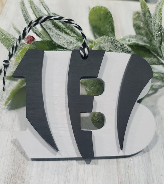 Bengals Black & White B Ornament