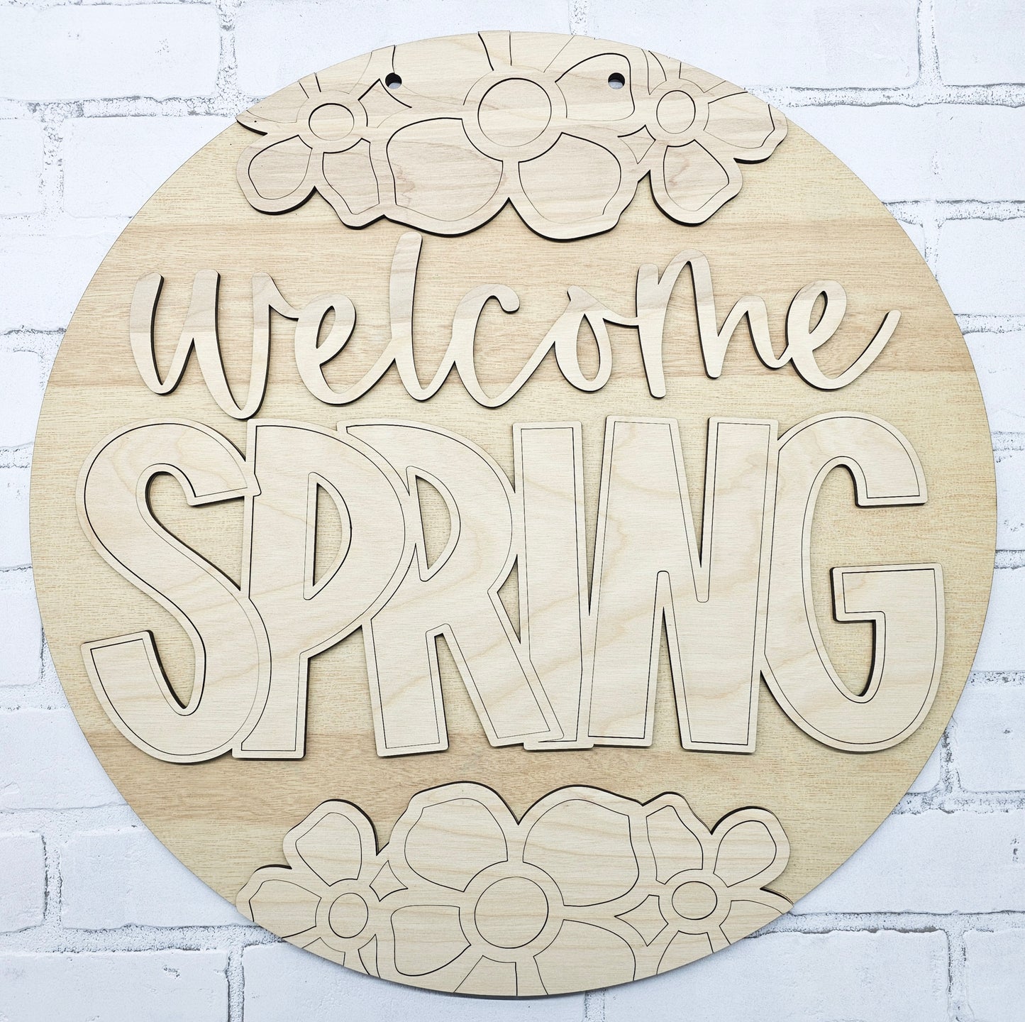 Welcome Spring Flowers Door Hanger