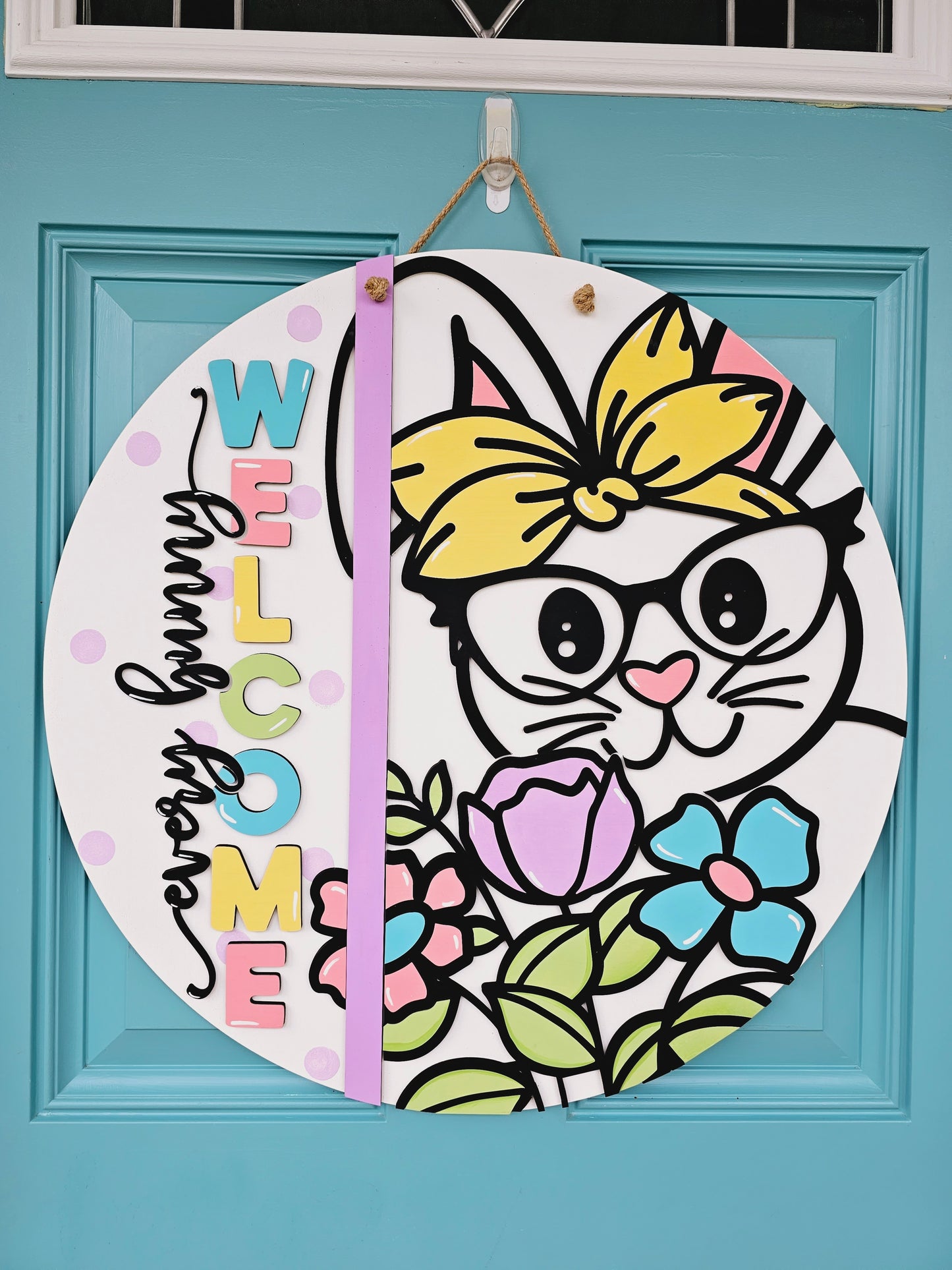 Every Bunny Welcome Flowers Door Hanger