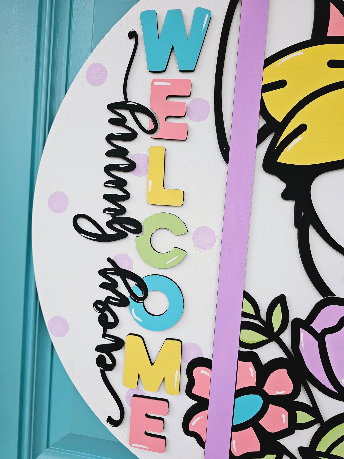 Every Bunny Welcome Flowers Door Hanger