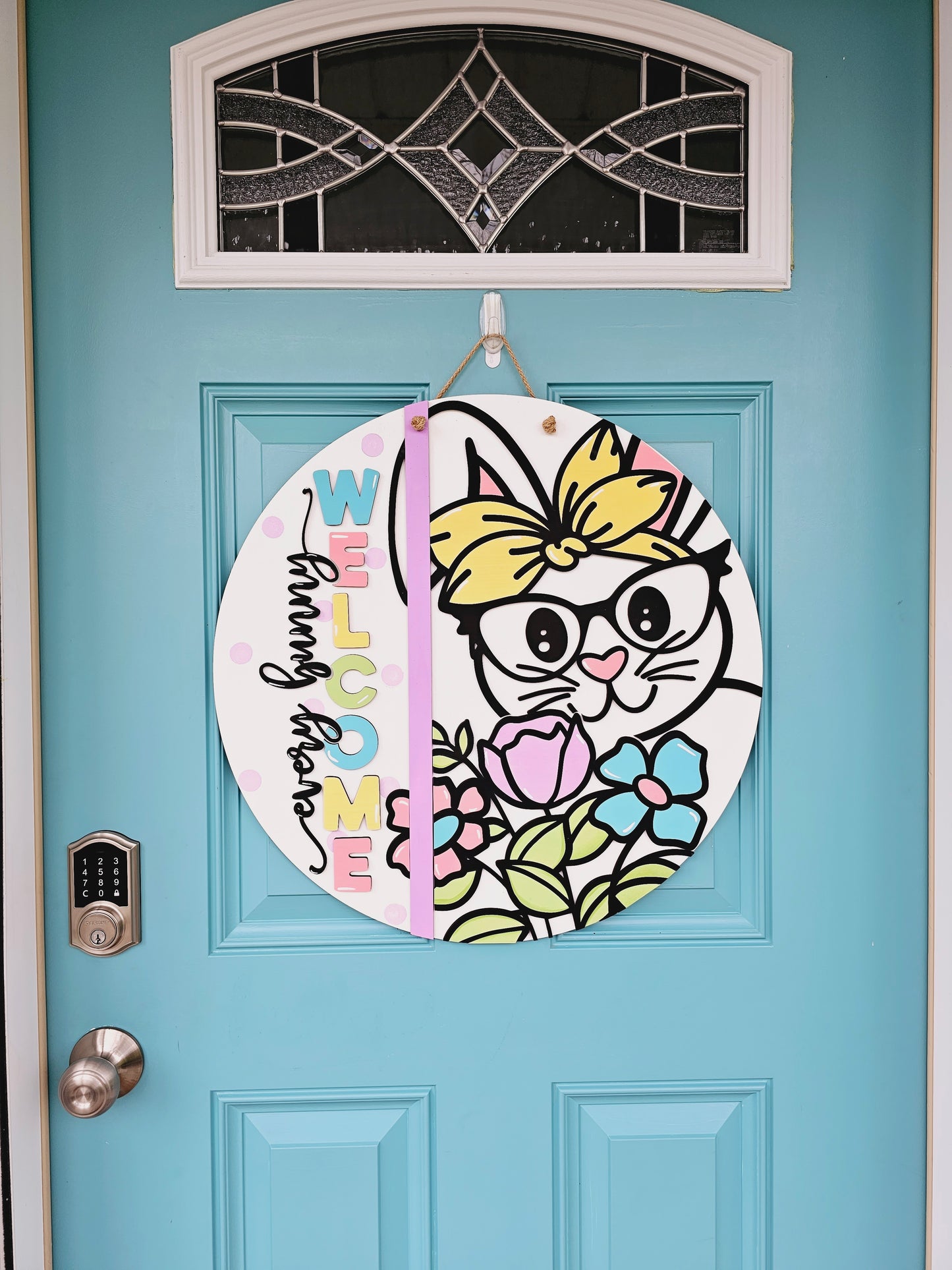 Every Bunny Welcome Flowers Door Hanger