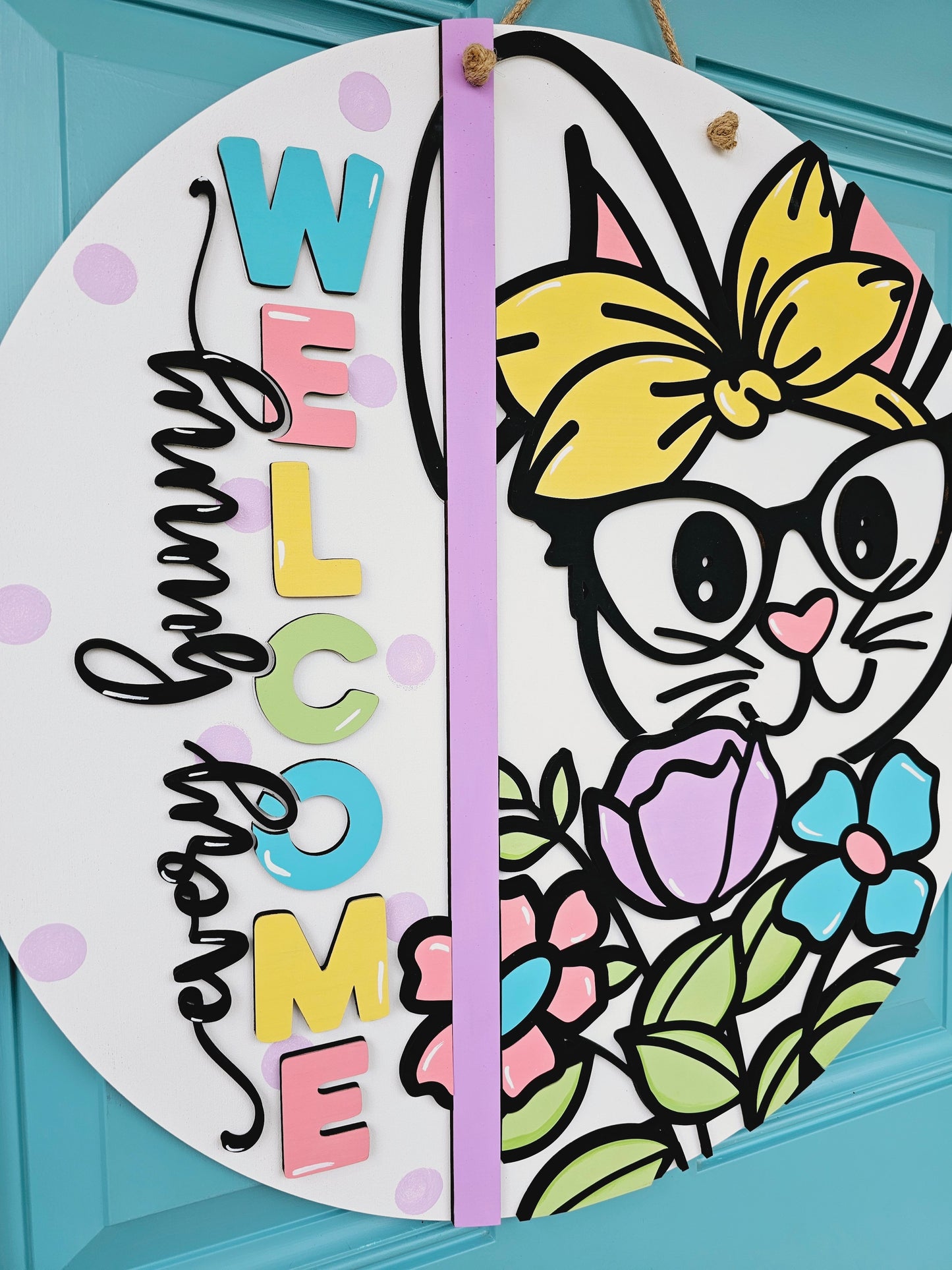 Every Bunny Welcome Flowers Door Hanger