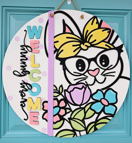 Every Bunny Welcome Flowers Door Hanger