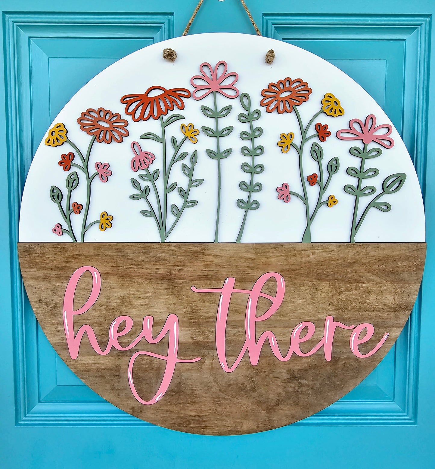 Hey There Spring Wildflowers Door Hanger