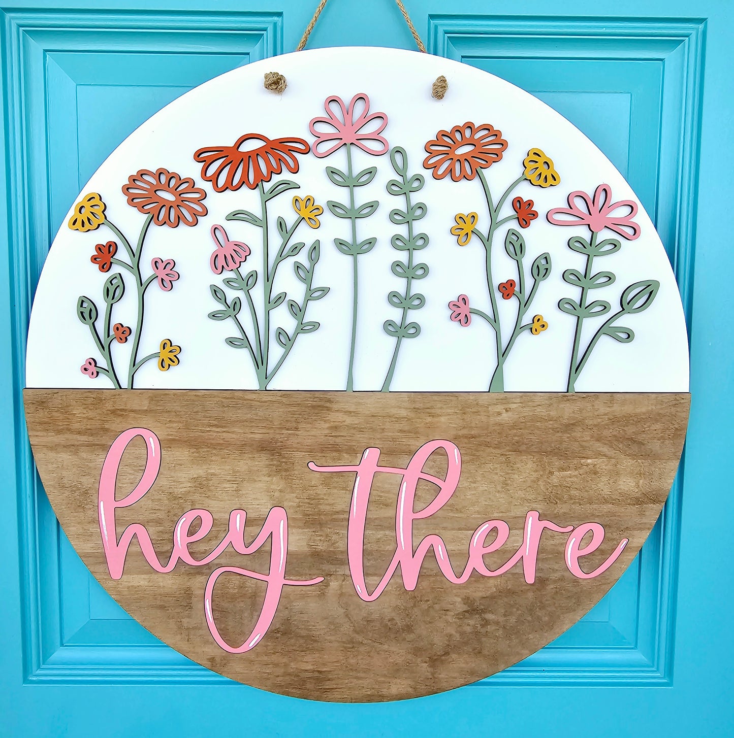 Hey There Spring Wildflowers Door Hanger
