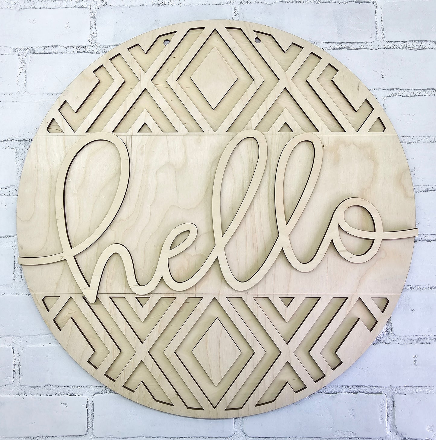 Hello Geometric Door Hanger