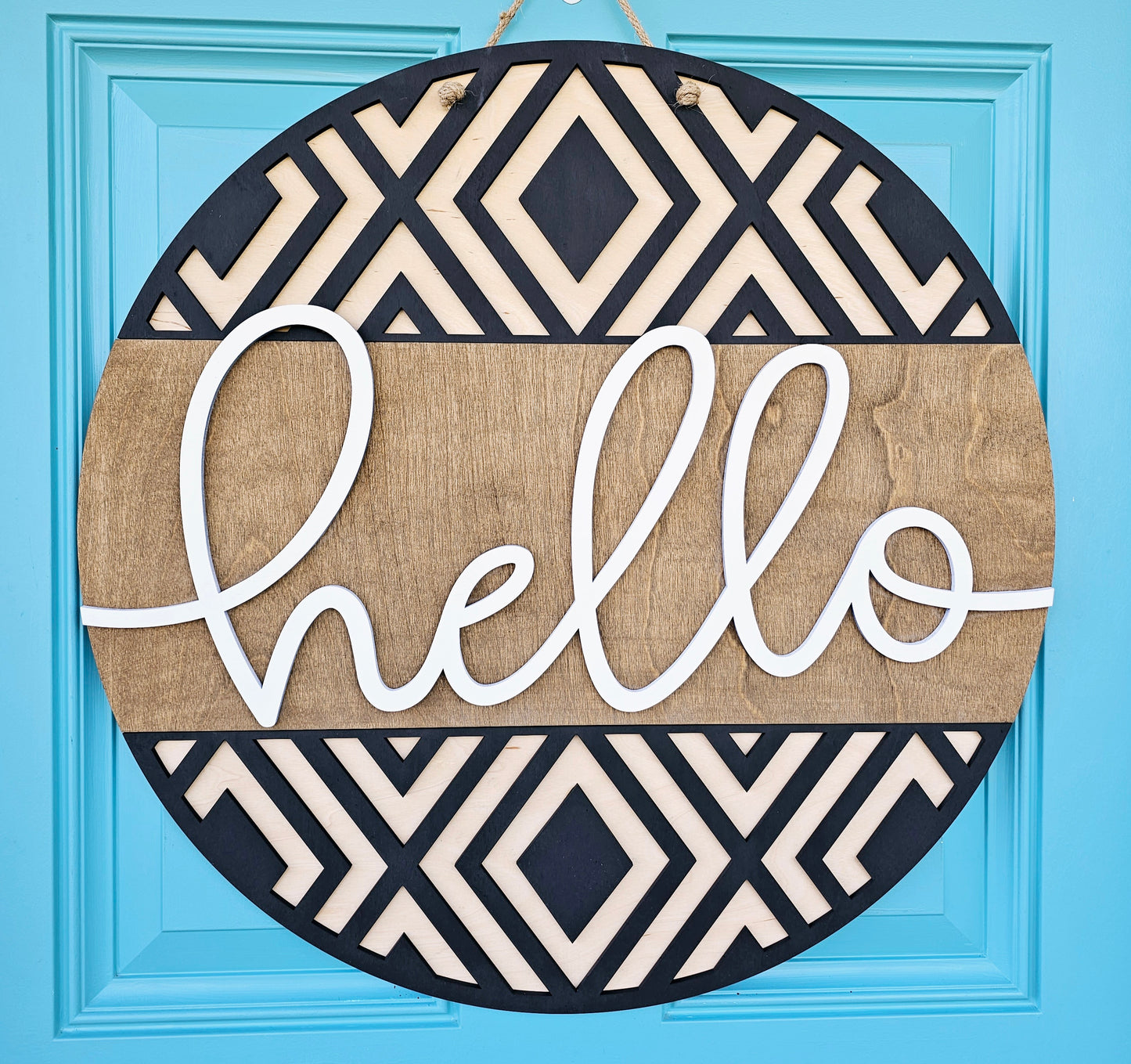 Hello Geometric Door Hanger